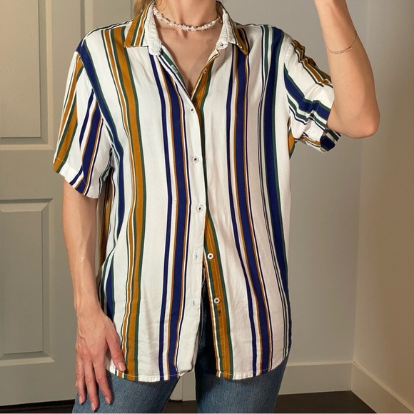 Denim & Flower by Ricky Singh Striped Button-Up Shirt (Size M) - Picture 3 of 7